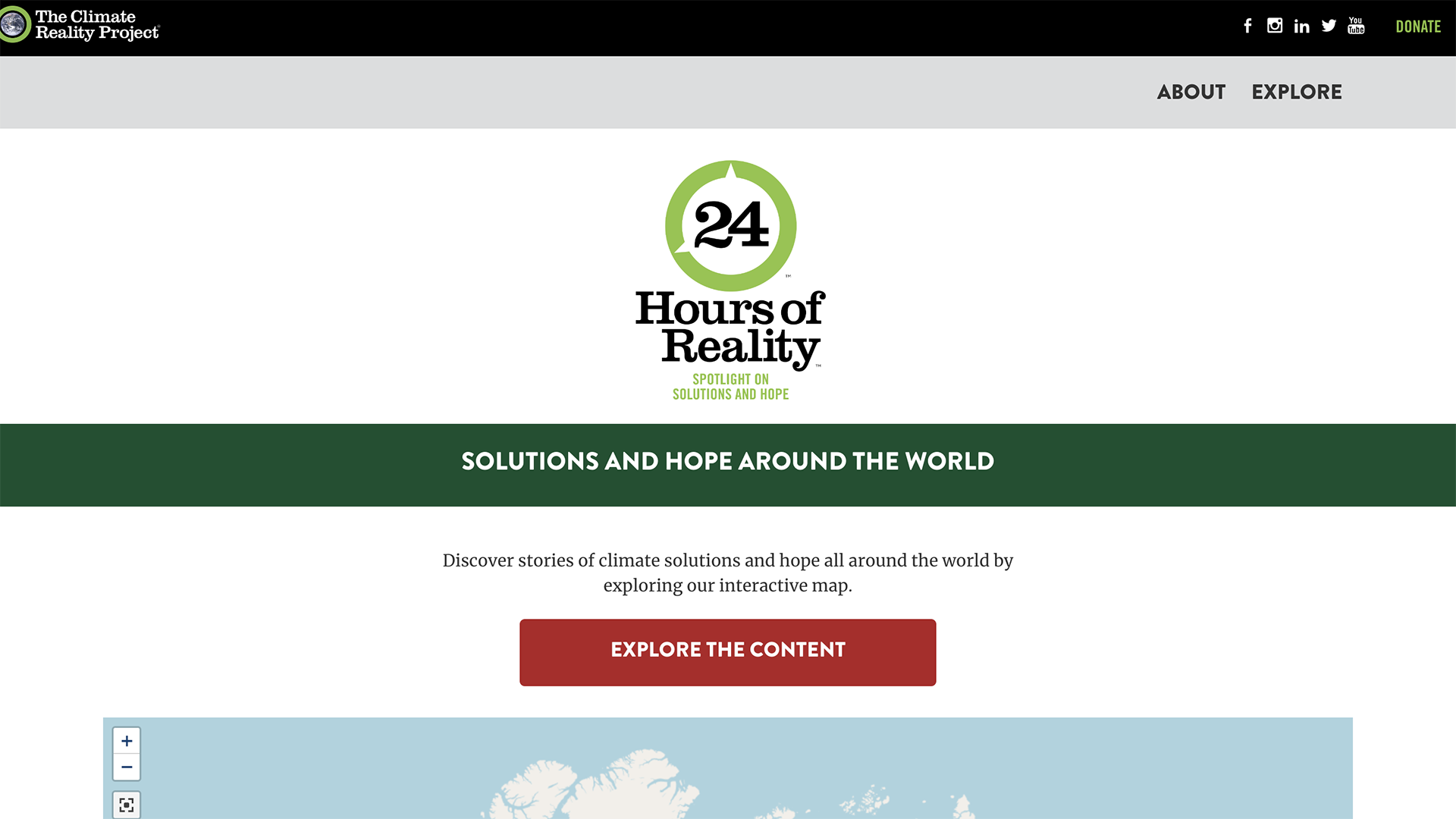 screenshot of the 24 hours of reality homepage