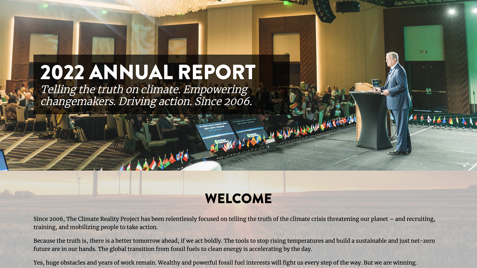 screenshot of the climate reality project 2022 annual report